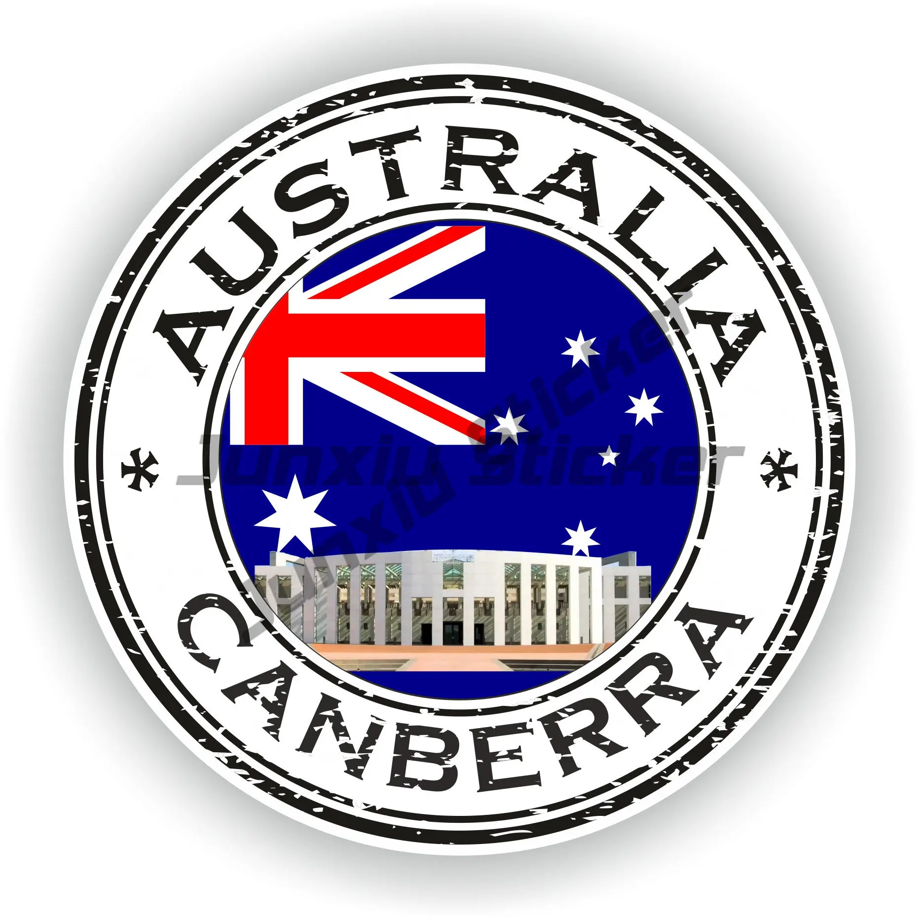 

Hobart Canberra Melbourne Queensland Australia Round Flag Seal Australian Coat of Arms Map Outline Sticker Waterproof Reflective