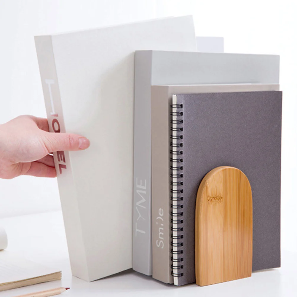 

2Pcs Bamboo Retractable Bookends Book Organizer Desktop File Holder Storage Rack for Office Home Bookends