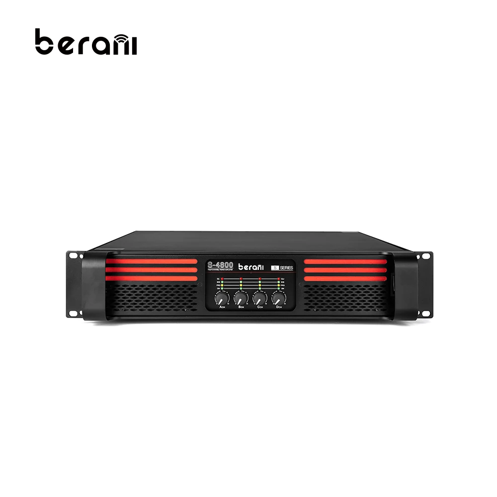 

Berani S-4800 The New Listing 4 Channel 2U Audio 800x4 Watt Heat Sink Housing Class H Power Amplifier Professional