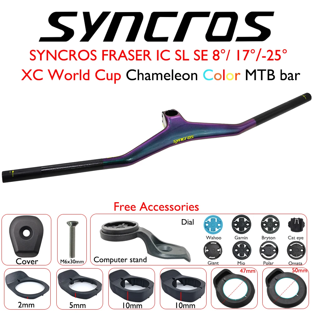 

Carbon MTB Handlebar GPS Computer Mount 8°/17°/25° Rise Options XC Trail Enduro Mountain Bicycle Handlebar Syncros Chameleon
