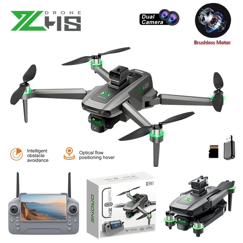 ZH8 Drone Professional HD Dual Camera UAV LCD Rc Brushless Quadcopter Optical Flow Positioning Fold Aerial photography Airplane