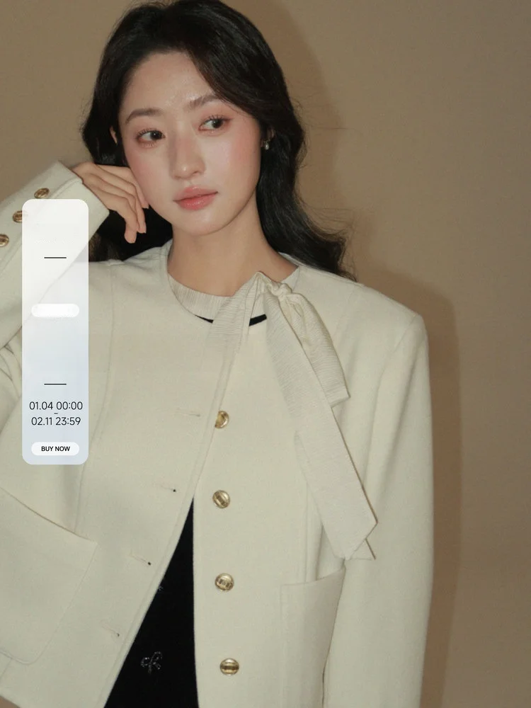 

Женское шерстяное пальто Sweet Sle ort с подплечниками, осенне-зимнее, повседневное, приталенное, из смесовой ткани (полиэстер, вискоза, акрил)