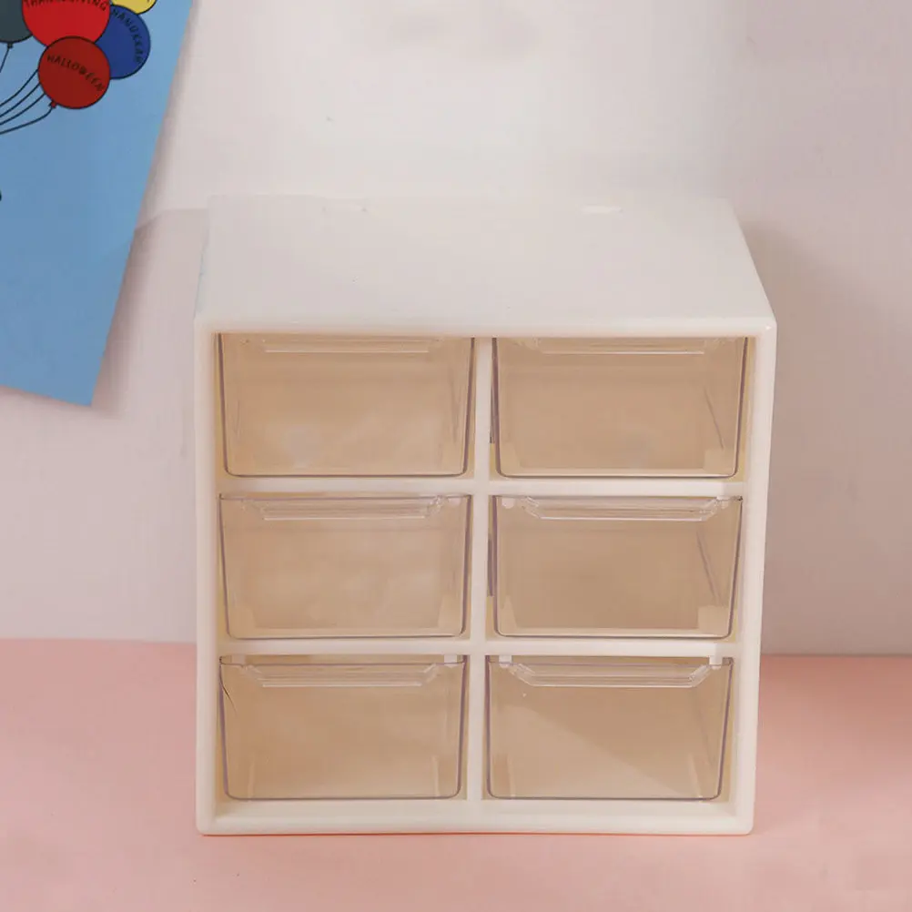 Visible Drawer Type Stationery Box Desktop Plastic Storage Container Multi-Grid Design for Pens Documents Jewelry Sundries White