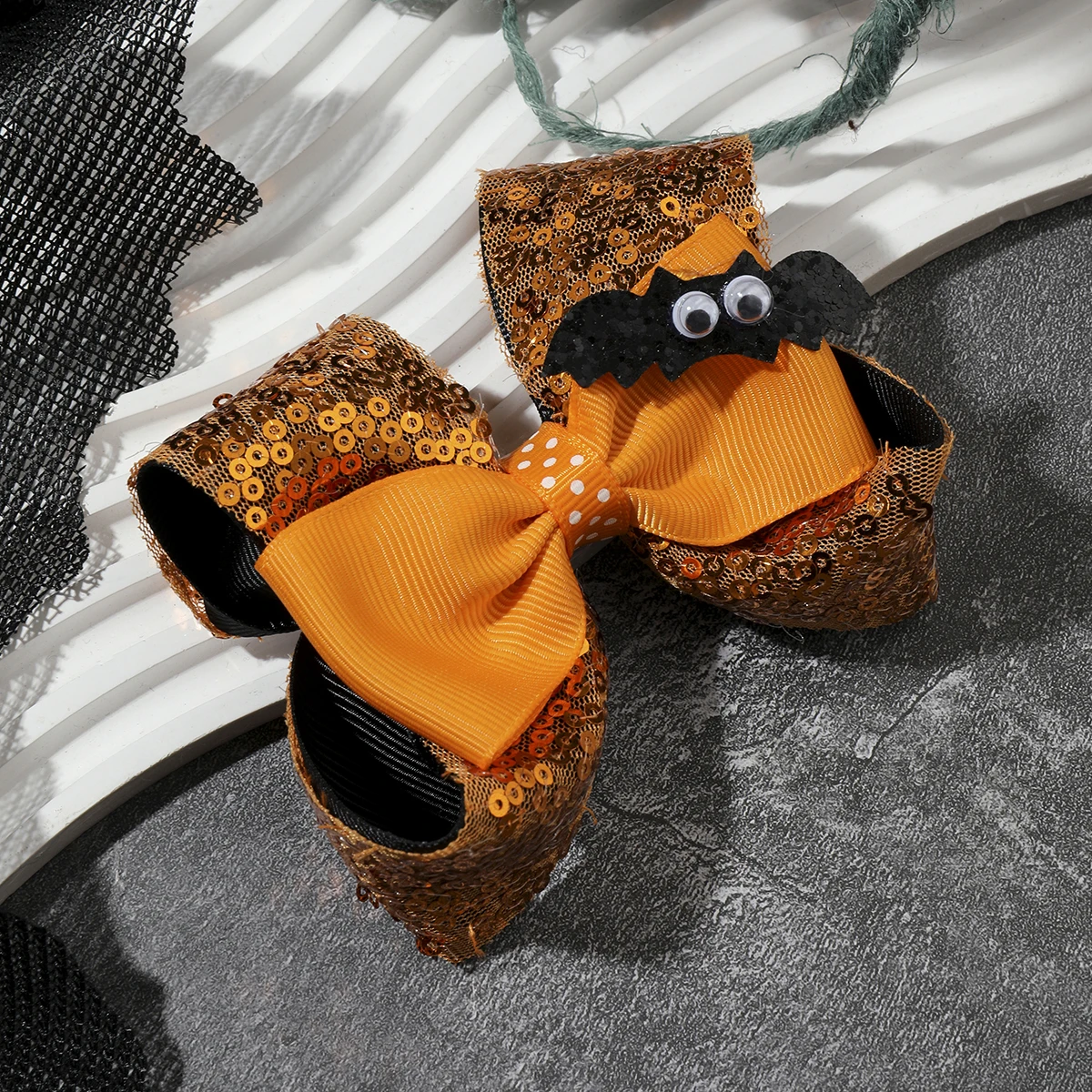 1Pcs New Fashion Halloween Lace Sequins Cartoon Bow Lovely Girls Hairpins Children Headwear Hairgrip Hair Clips Hair Accessories