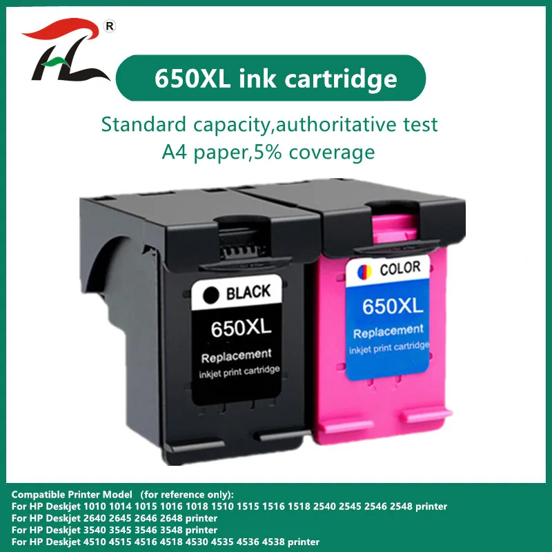 

Yi Le Cai Ink Cartridge 650XL Replacement for hp650 hp 650 xl Deskjet 1015 1515 2515 2545 2645 3515 4645 Printer