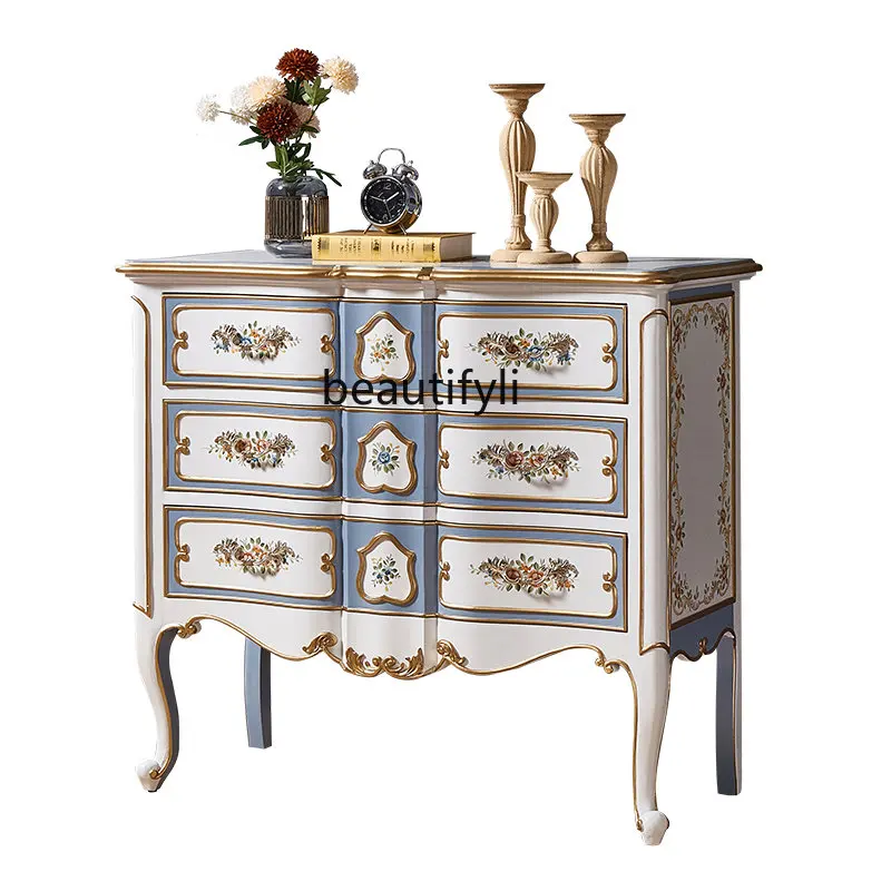 

White Painted Chest of Drawers Bedroom Solid Wood Storage Cabinet Living Room Sideboard Cabinet Hallway Storage Side Cabinet