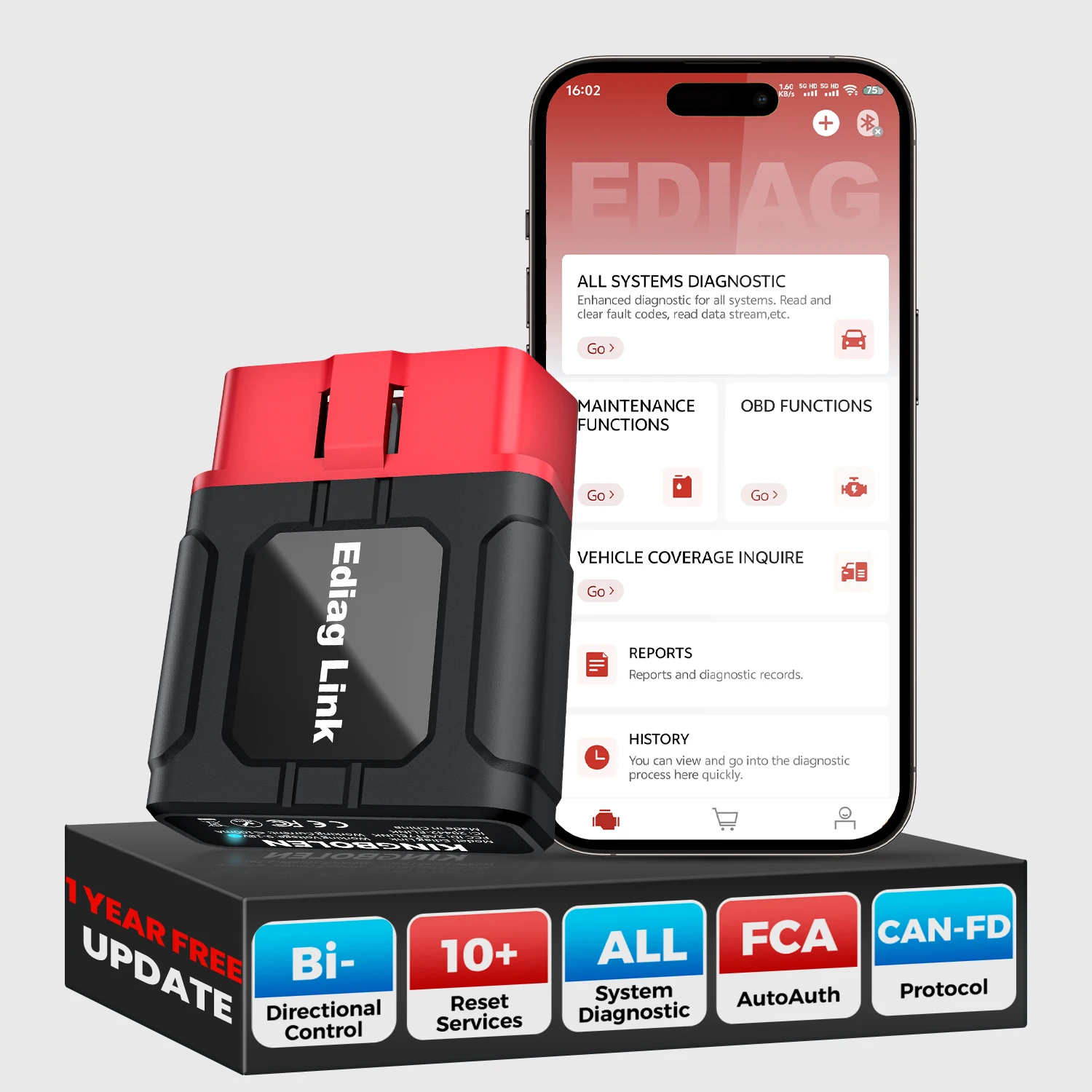 2026 KINGBOLEN Ediag Link All System 10 Reset OBD2 Scanner FCA CAN FD Bi Directional Tool PK Ediag Elite AIOBD EDIAG MINI ELM327