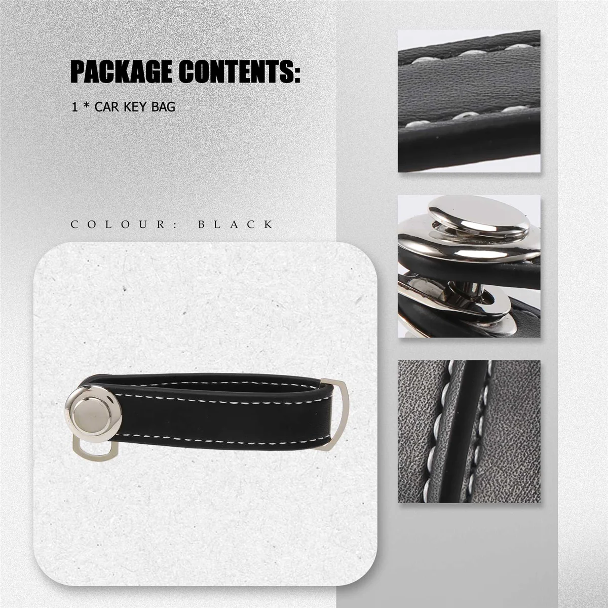 ABQR Fashion Car Key Pouch Bag Case Wallet Holder Chain Key Wallet Ring Pocket Key Organizer Smart Leather Keychain Black #6