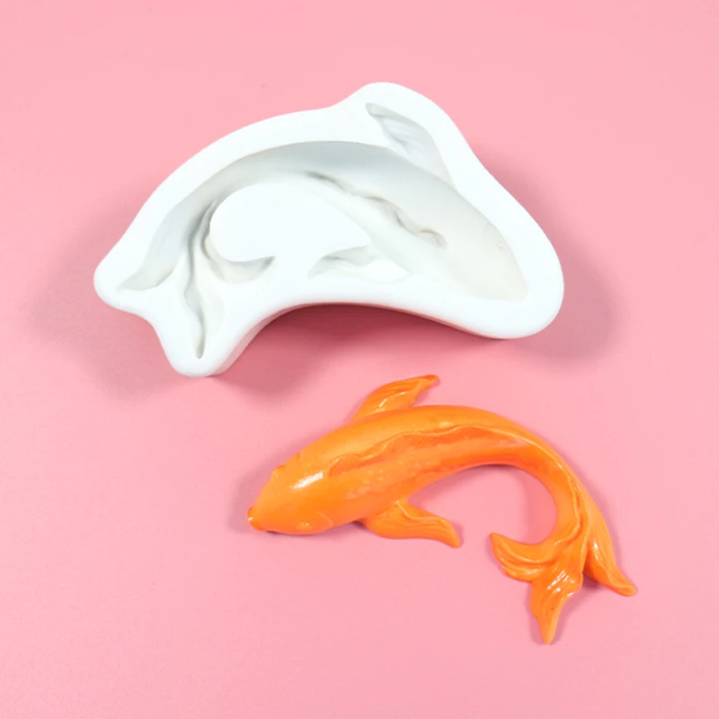 Koi Cake Decoration Chocolate Baking Fondue Silicone Mold Small Goldfish Aromatherapy Plaster Decoration Mold