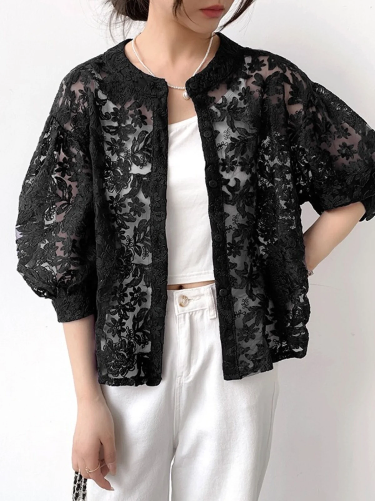 

Японский кружевной ор Све с вышивкой, открытый кардиган с цветочным узором, фонарь Све Sweet Sle, летнее платье из полиэфирного волокна...