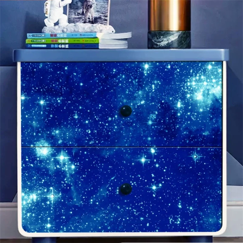 السماء المرصعة بالنجوم السقف ورق لاصق ذاتي خزانة حديد باب خزانة الملابس الأثاث القديم تجديد عنبر تغيير اللون #1