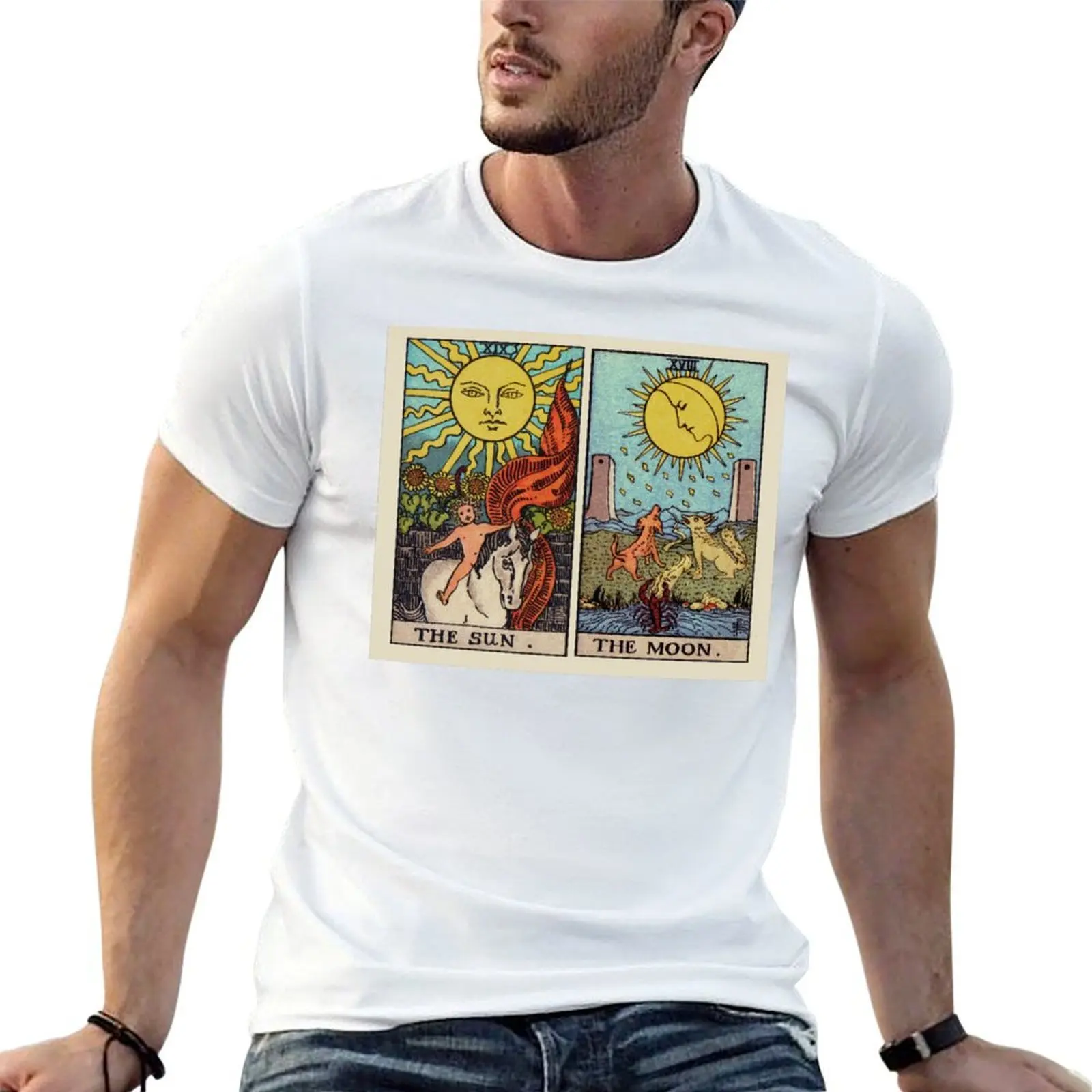 Moon & Sun Tarot | Colour T-Shirt funny t shirts dark humor funny t shirts cotton t shirt men 100% cotton luxury brand T-shirt