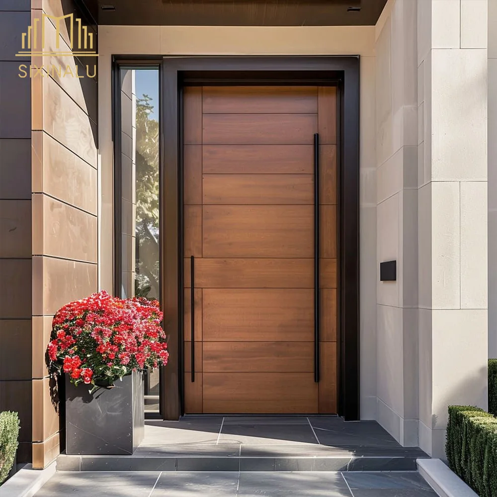 

Sixinula Casement Security Carve Entrance Doors Front Exterior Entry Pivot Door Wood Grain Main Aluminum Door Custom Home Decor