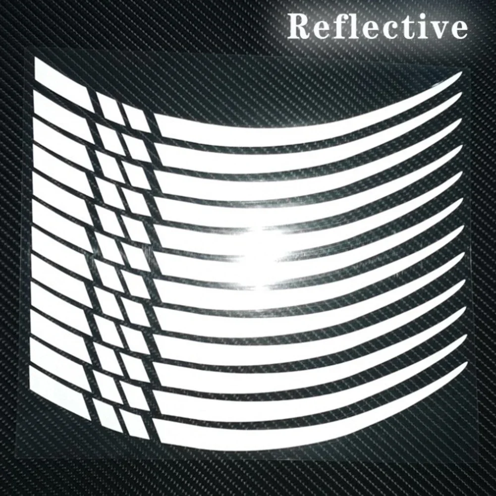 12 pieces Motorcycle Bicycle Wheel Rim Stripe Reflective 18-21in Wheel Decal Tape Sticker Motorcycle Car Tire Decals Trim Strips