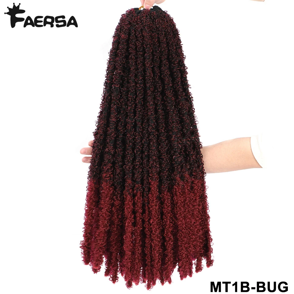 Mariposa Locs pelo de ganchillo rastas Meche mechones de imitación extensiones de trenzas de pelo de ganchillo cerraduras suaves trenza rizada pelo sintético