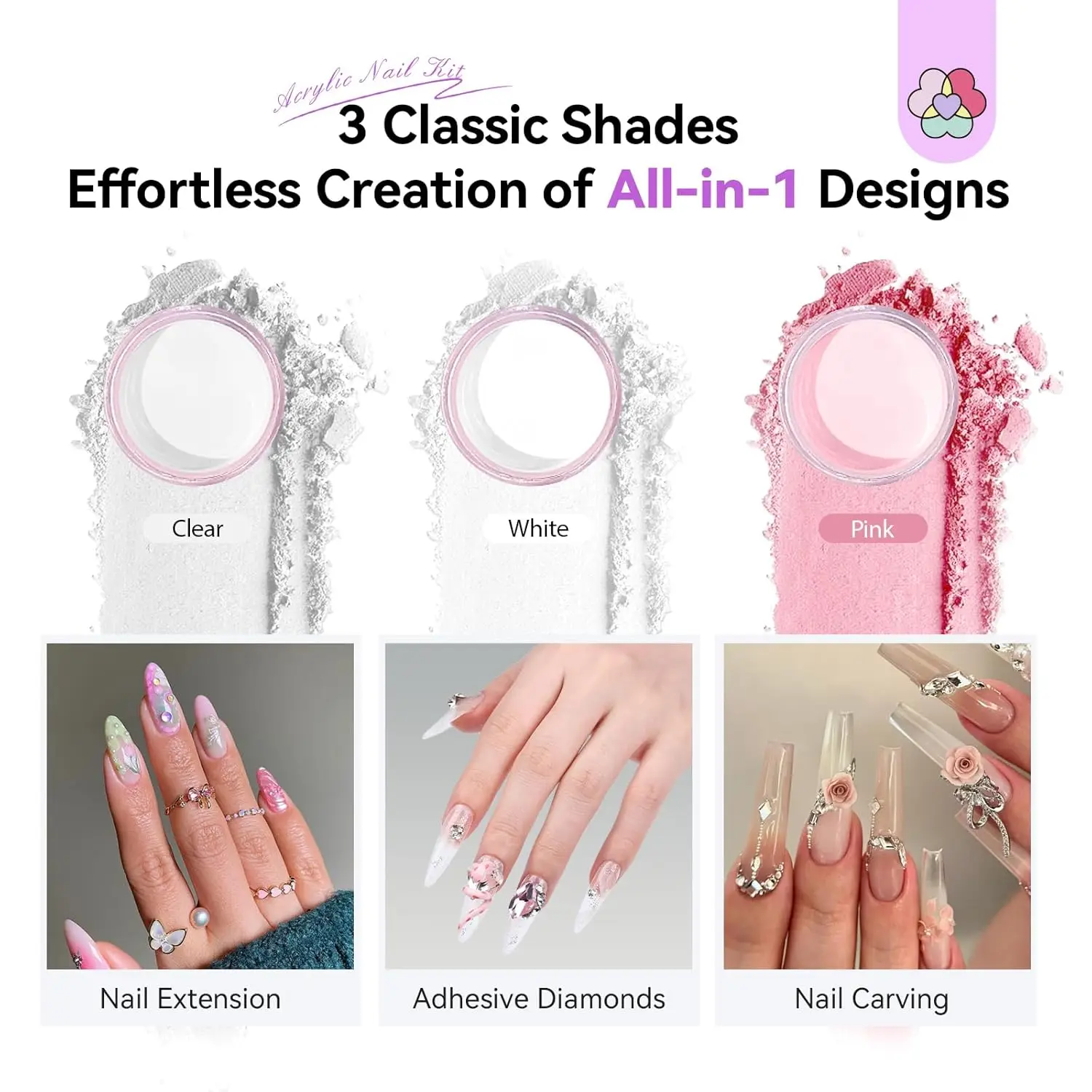 Kit completo per unghie in acrilico con lampada da 88 W, smalto gel, trapano e strumenti per unghie di qualità salone fai da te domestico