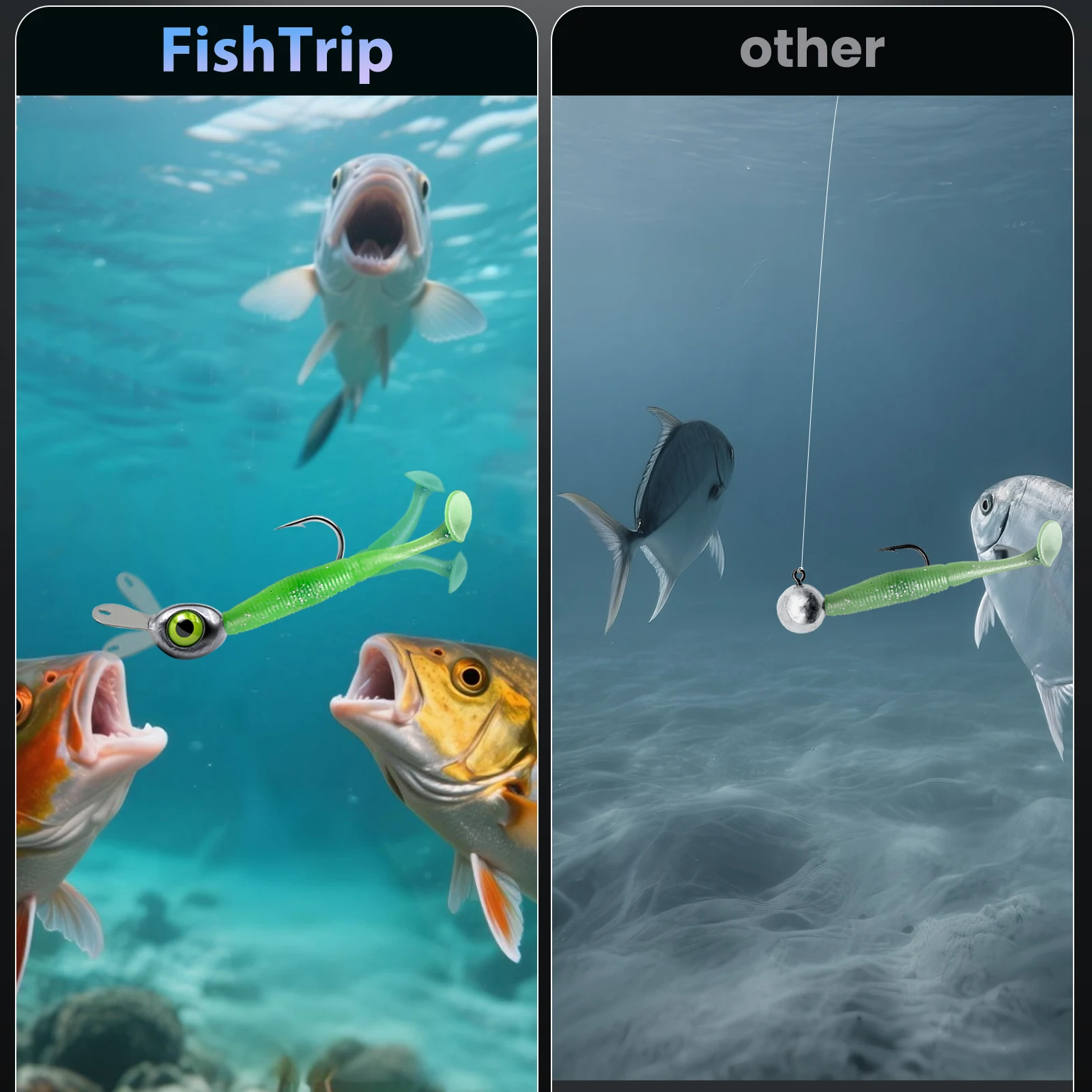 FishTrip 10 قطعة رؤساء تهزهز السنانير لوحة اللسان سوينغ تهزهز رؤساء السنانير مكافحة بعقبة أسماك سوينغ السباحة عمل الصيد #5