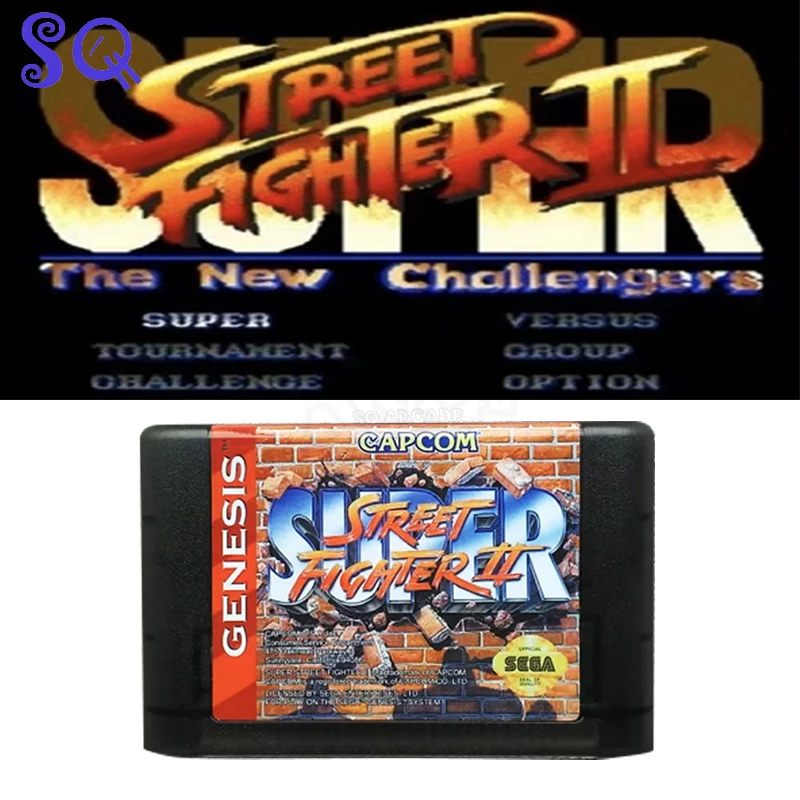 New MD Card 16 Bit Street Fighter 2 Game Card For Megadrive Genesis Video Game Console System