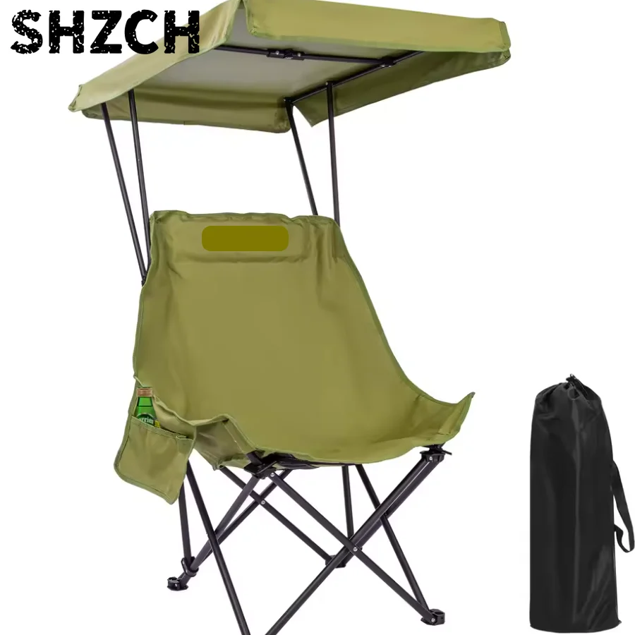 Silla de Camping Portátil, Silla de Playa con Toldo, Plegable, Ligera, Extra Grande para Todos, Fácil de Abrir y Cerrar