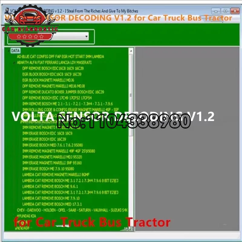 2026 hot new Diagnostic Tools Car Repair software VOLTA SENSOR DECODING V1.2 for Car Truck Bus Tractor Gift Brake Fluid Tester