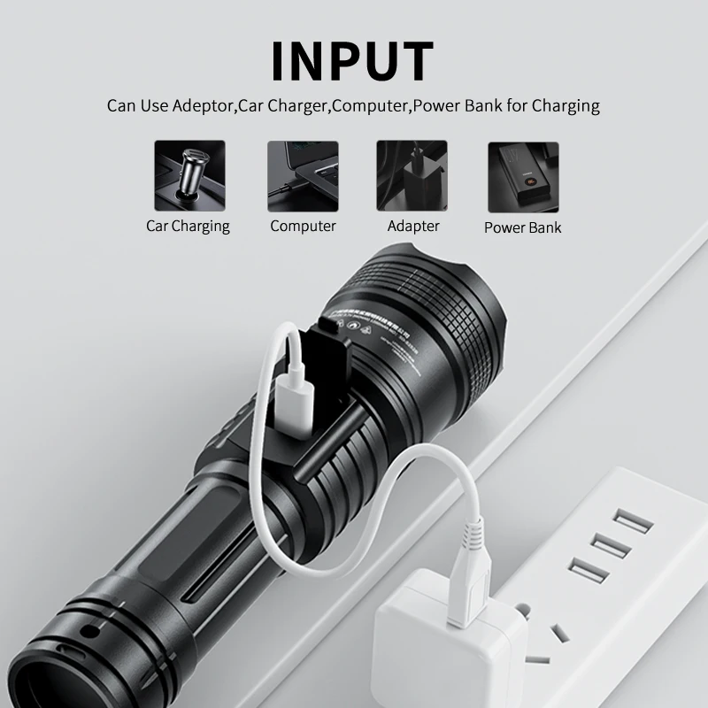 SMILINGSHARK SD5252 Rechargeable Flashlight, Handheld LED Zoomable