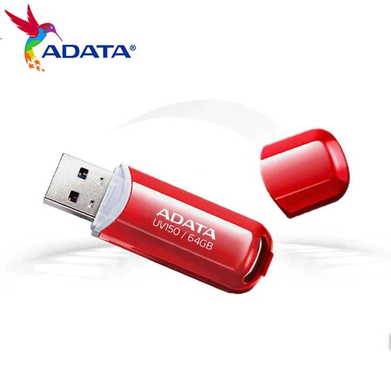 ADATA Flash Drive USB 3.2 Pen Drive 32GB 64GB UV150 Portable Memory Stick 100MB/s Pendrive Red Flash Disk for Desktop Laptop