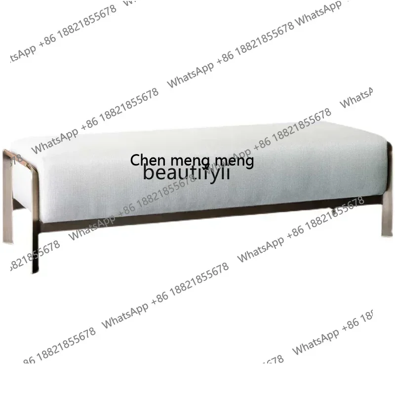 

P178 Табурет на прикроватной тумбочке, индивидуальный длинный металлический табурет для домашней смены обуви, тканый тонкий льняной табурет для дивана