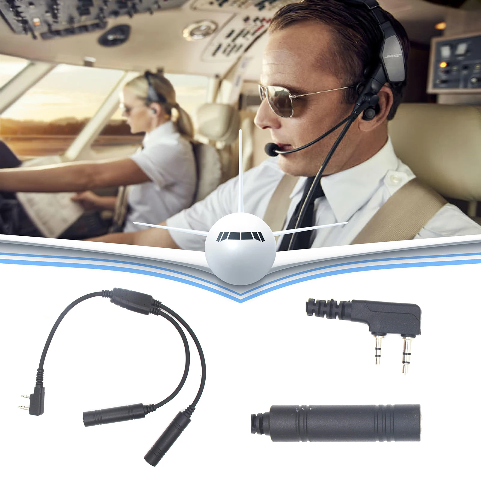 

Кабель-переходник для авиационной гарнитуры K к U-174/U — удлинитель 30 см для гарнитуры Baofeng, Kenwood, BOWMAN, радиоуправляемых вертолетов