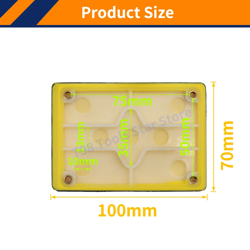1 Stück rechteckiges Schleif kissen 70*100mm Klett schleifer Trägerplatte Schleif werkzeuge Schleif zubehör zum Schleifen Polieren