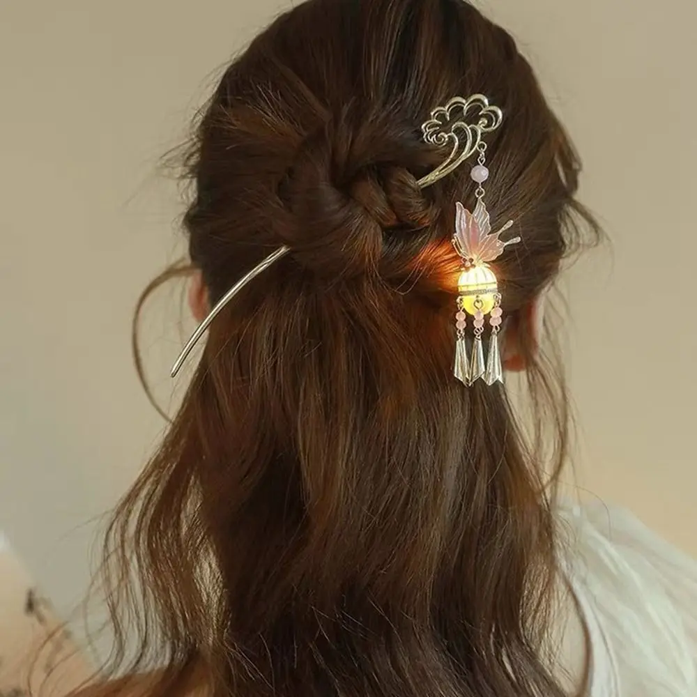 

Pearl Glowing Lantern Hairpin LED Light Luminescent LED Lantern Tassel Hair Stick Hair Chopstick Hair Sticks for Buns