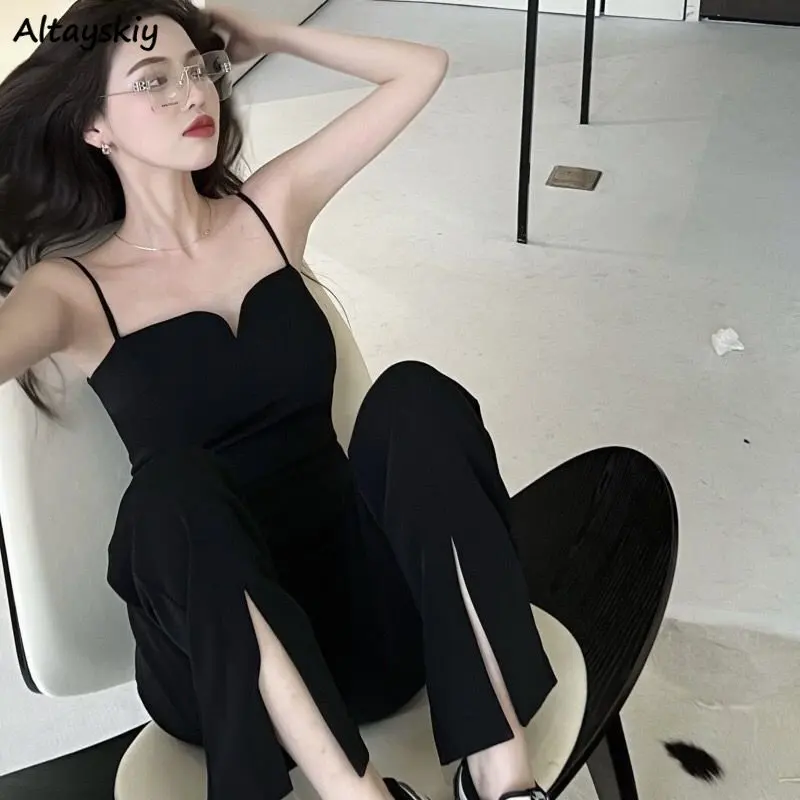 Sweetheart Jumpsuits ผู้หญิงเซ็กซี่ Elegant Solid Lady ฤดูใบไม้ผลิใหม่ด้านข้าง Slit Chic Office กําหนด Leisure เกาหลีสไตล์แฟชั่น Temper