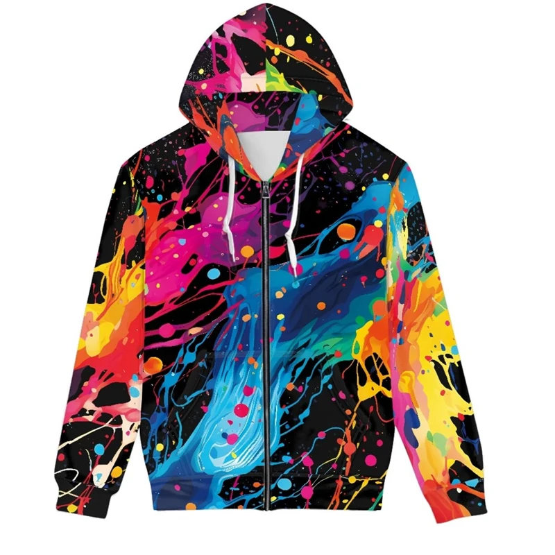 

Толстовки на молнии с граффити Tie Dye и 3d графикой, толстовки для мужчин и женщин, толстовка унисекс большого размера, детская уличная одежда на молнии, спортивные костюмы, топы