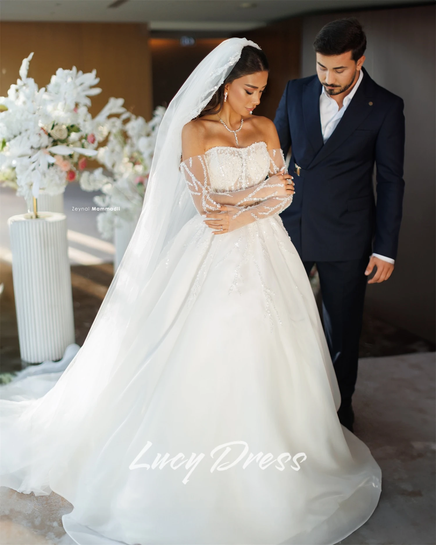 Lucy Aangepaste bruid trouwjurk Luxe trouwjurken Trouwjurken Luxe 2025, lange jurken Bruidsjurk Trouwjurken