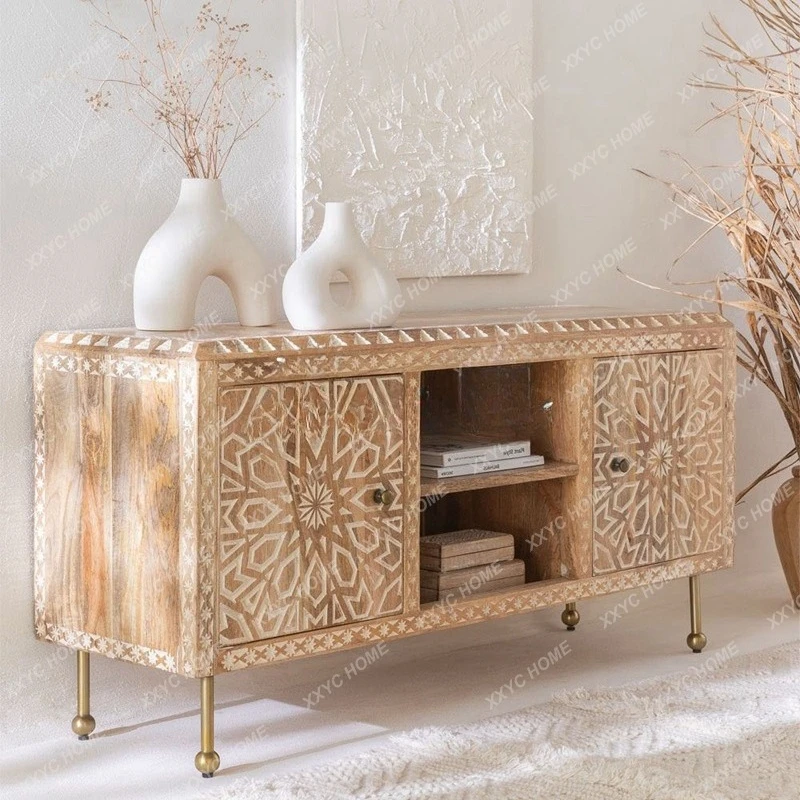 

TT American country retro style old solid wood TV cabinet