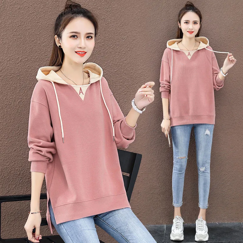 Cotton Sweatshirt Women's Overwear 2024 Autumn Winter New Coat Korean Version Jackets Loose Outwear Female Tops Hooded  Overcoat