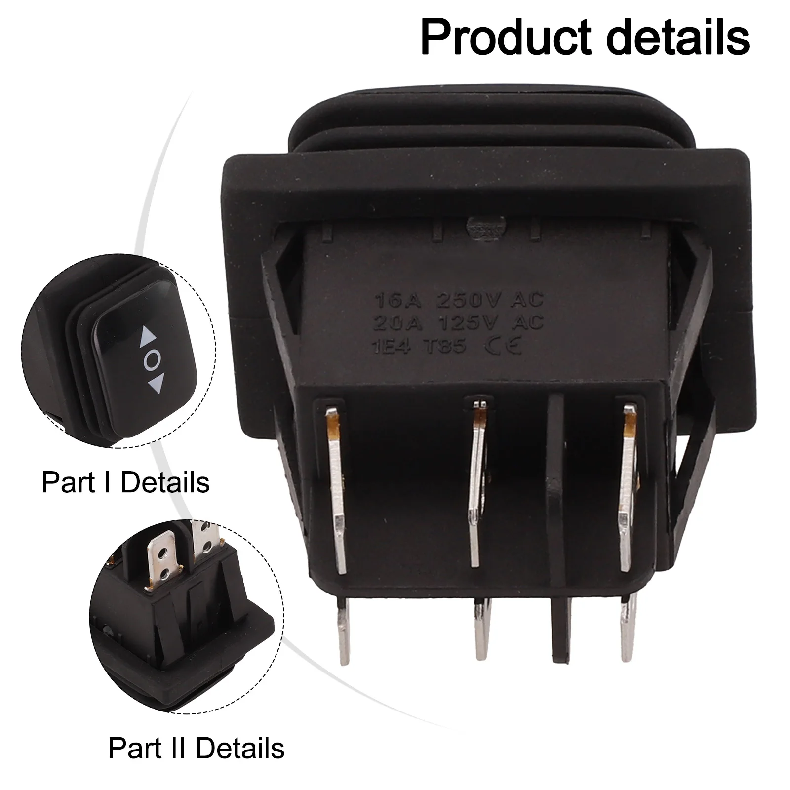 6 Pin Waterproof Momentary Polarity Reverse Switch with 3 Position Control for Reliable Use in DC Motor and Electrical Equipment