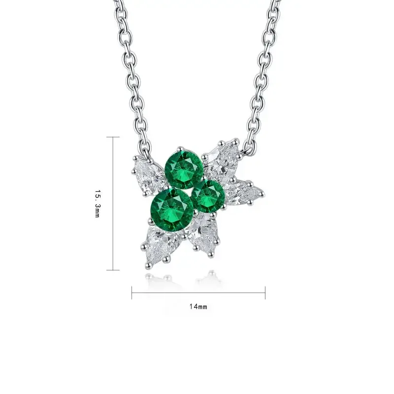 Pirmiana Custom Design 1.03ct Lab Grown Emerald Necklace S925 Silver Jewelry Women Engagementring