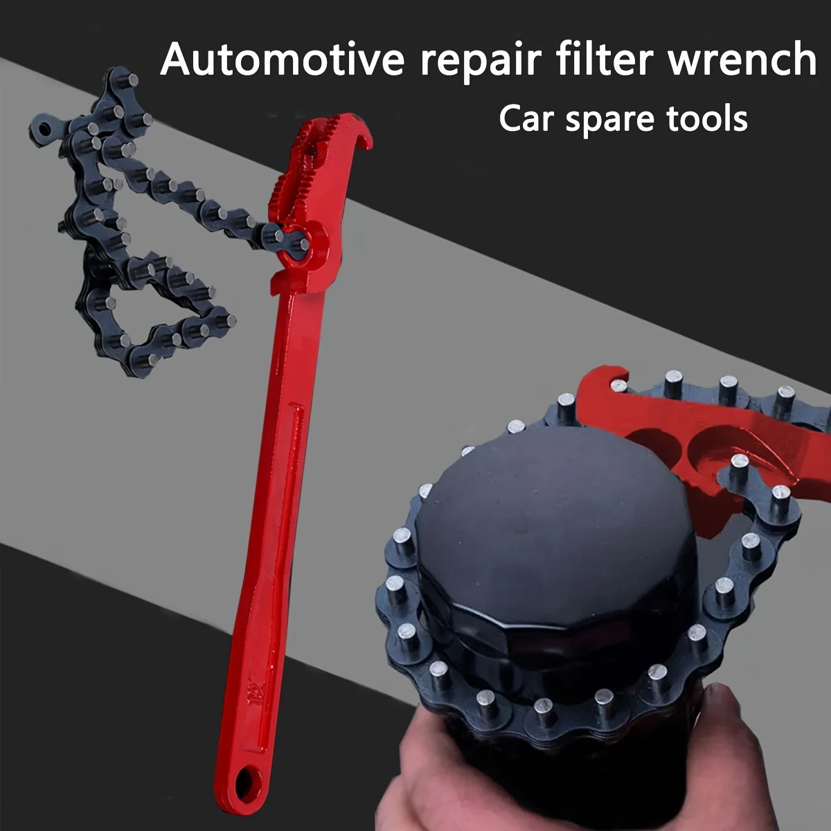 12 Inch Heavy-Duty Ratcheting Chain Wrench Reversible Oil Filter Tool Pipe Fittings Tools Fit Max 6 Inch Diameter