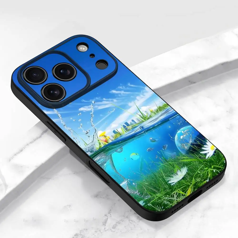 F-Frutiger Aero Fish Cat Phone Case For iPhone 14,16,12,13,15,11,17,Pro,Max,Plus,E,Air,Mini  Soft Cover