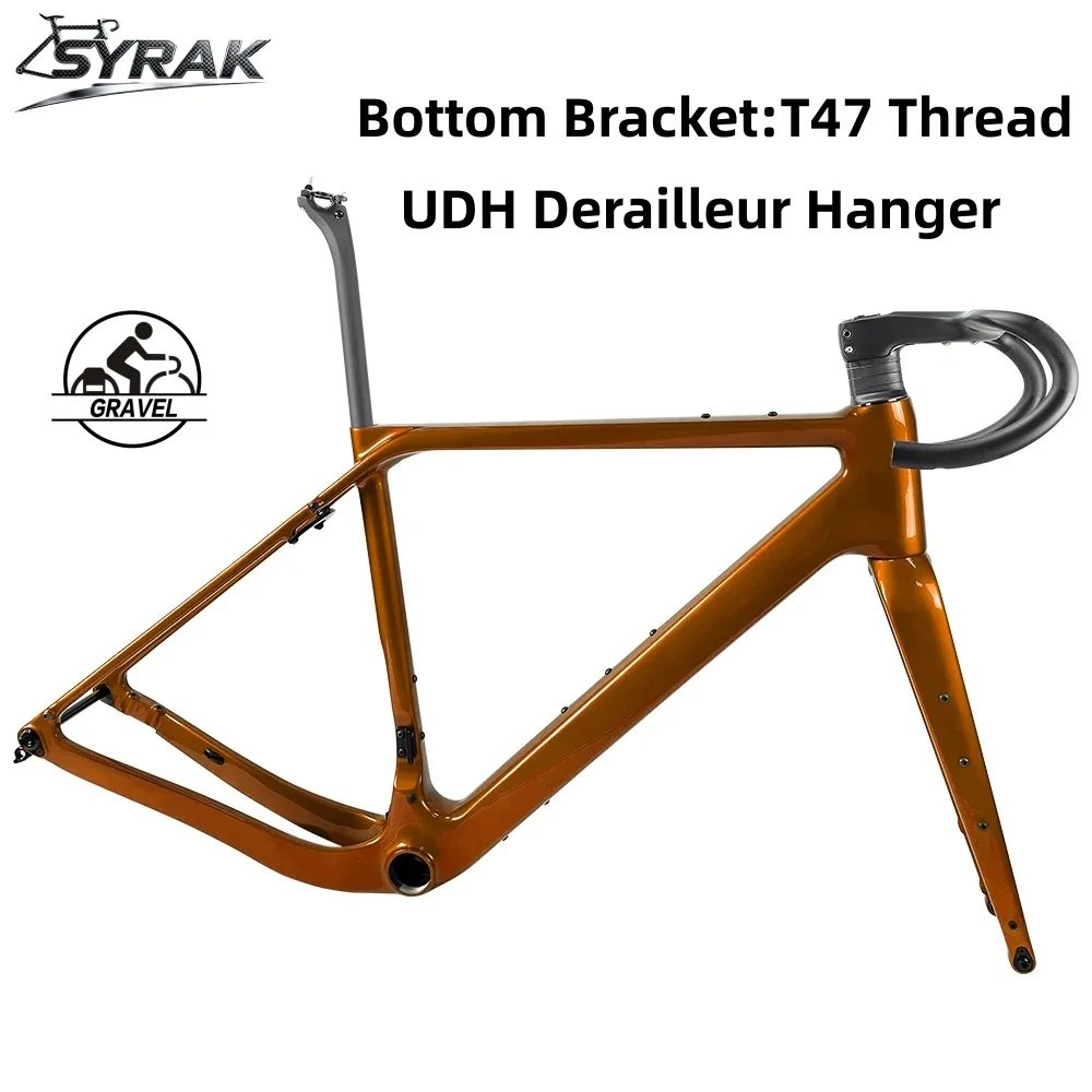 

SYRAK T1100 Carbon Gravel Bike Frame Max Tire 700*50C W/UDH Hanger T47 Disc Brake DIY Color XS/S/M/L/XL Gravel Bike Frameset