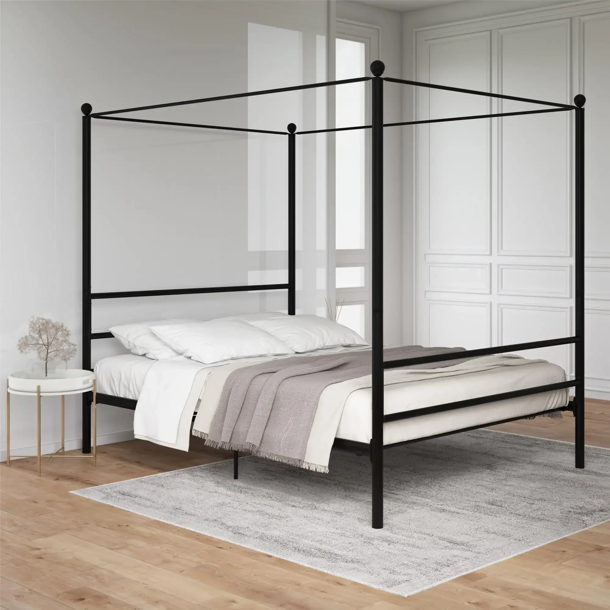 Metal Canopy Bed Metal Canopy Bed Made of Solid Metal Structure Four-poster Bed Modern Design Easily Assembles Modern design