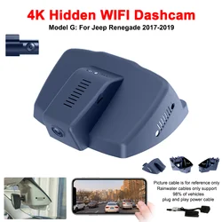 For Jeep Renegade 2017-2019 Front and Rear 4K Dash Cam for Car Camera Recorder Dashcam WIFI Car Dvr Recording Devices