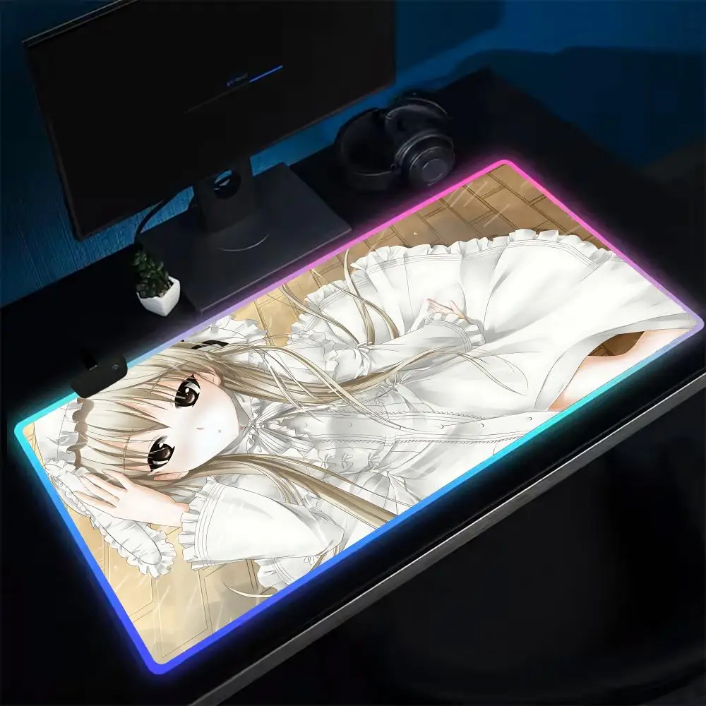 

GAME Yosuga no Sora Mouse Pad Anime Gaming Mouse Pad LED Table Pads Backlit Rubber Desktop XXL RGB Desk Mats