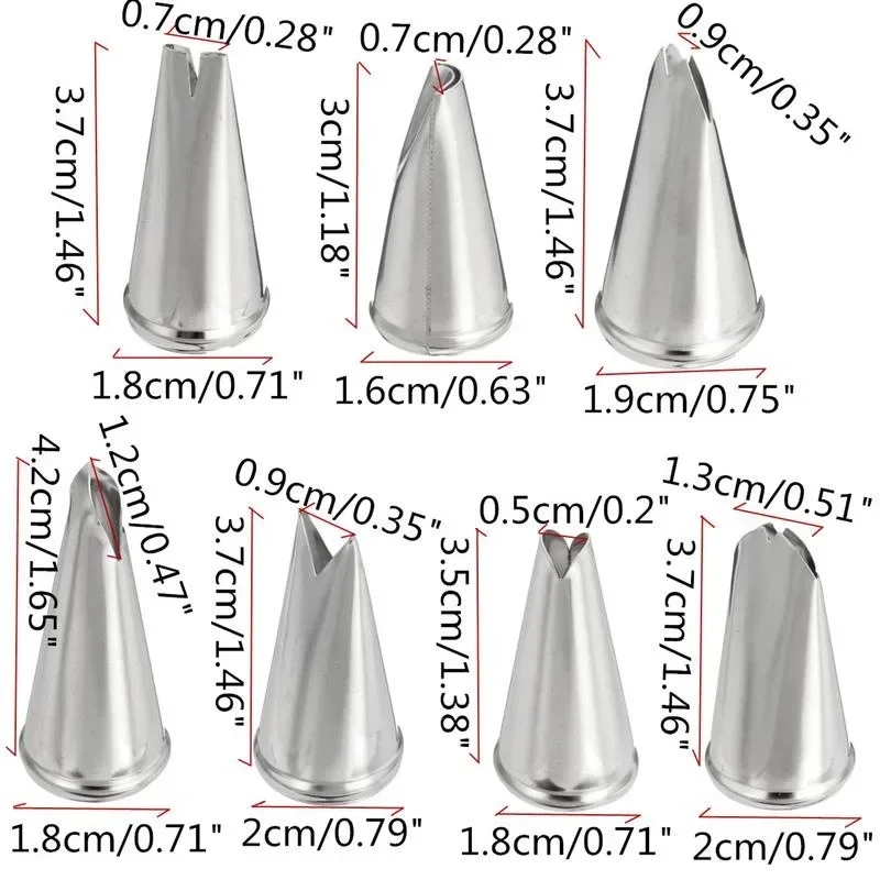 1/5/7Pcs Leaves Nozzles Set Stainless Steel Icing Piping Nozzles  Reusable Cream Tips Cupcake Decorating Tools Accessories