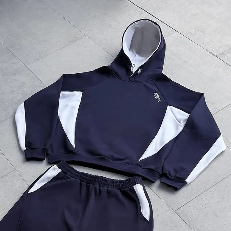 Y2K gothique esthétique Vintage couleurs assorties motif imprimé hauts Grunge manteau femmes hiver à manches longues mode personnalité à capuche