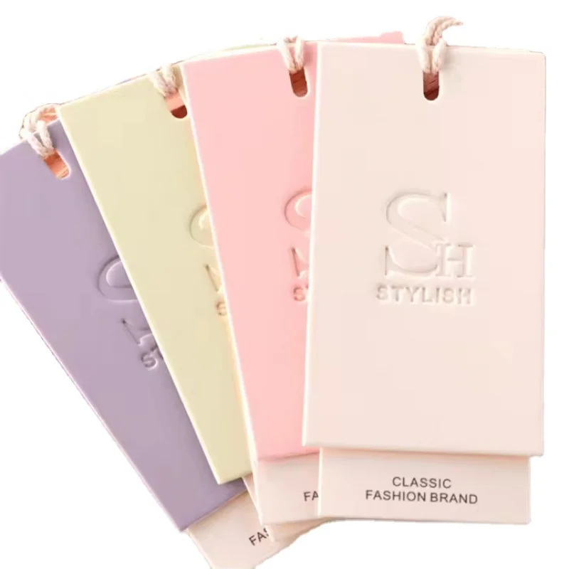 Custom..pieces.Senior  cotton Thick paper luxury embossed matte foil garment custom hang tags with logo clothing