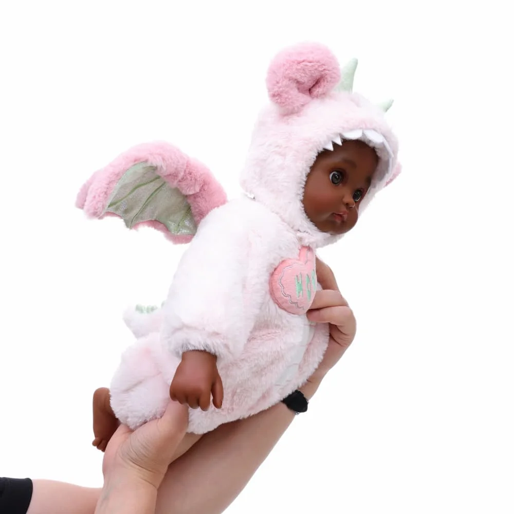 Bambola Reborn Cloveray da 18 pollici con ali in peluche, realistica e morbida, in vinile da 43 cm, simulazione di bambino, bambola drago volante da collezione