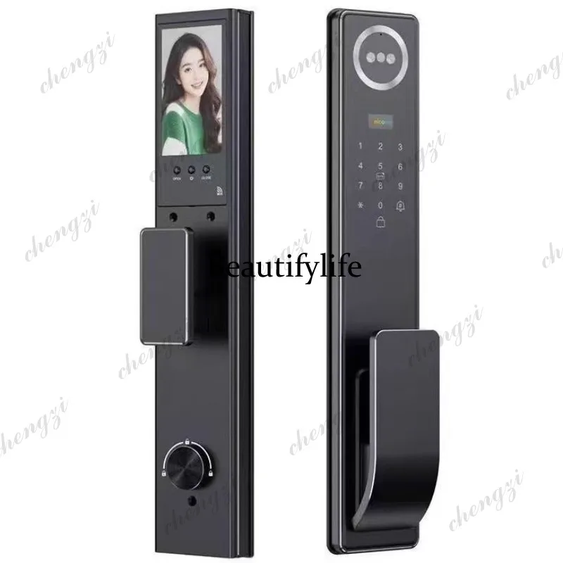 Smart lock engraving automatic face palm vein door 3D facial recognition intercom monitoring cat eye door lock
