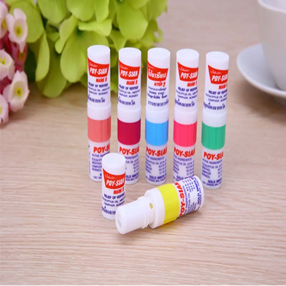 1Pc Refreshing Poy Sian Stick Motion Sickness Aroma Oil Stick Dizziness Inhaler Mint Cylinder Oil Nasal Inhaler Health Care