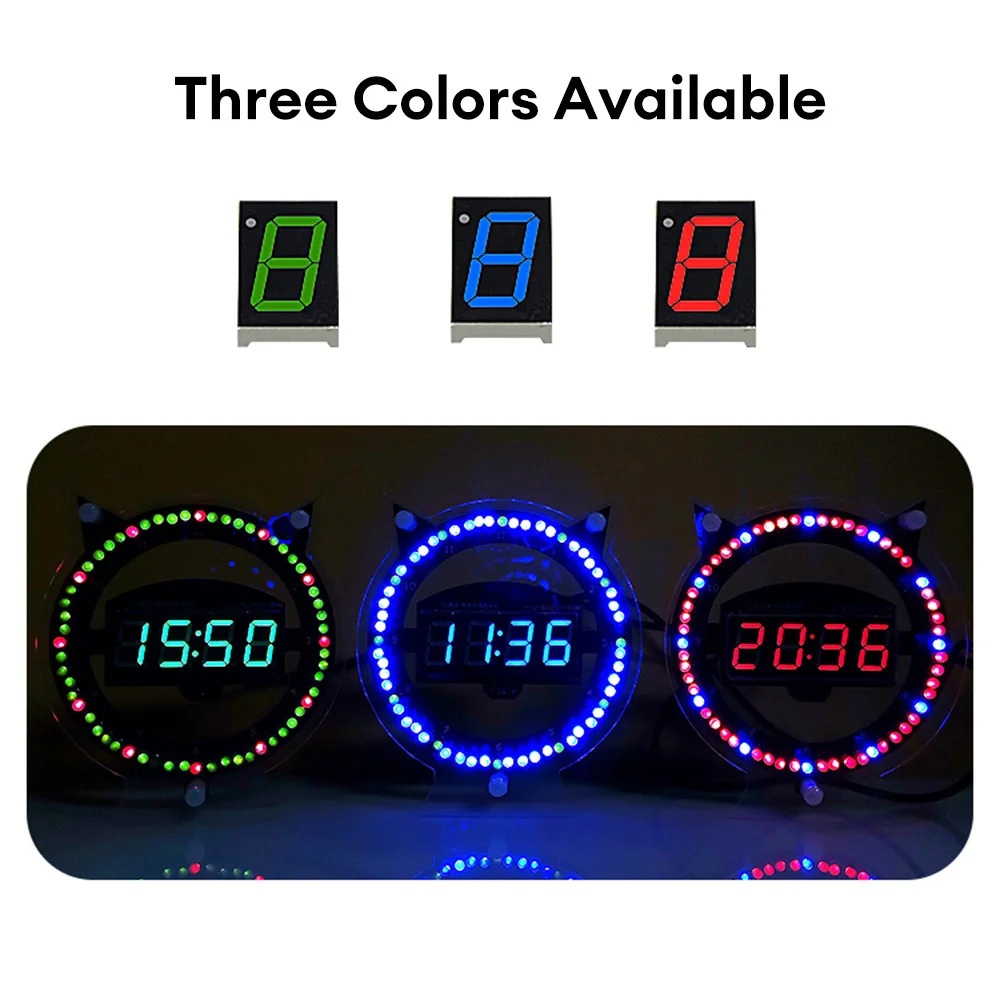 LED Fun Alarm Clock DIY Electronic Soldering Kit Multi-function Kitten Clock Creative Light Control Temperature